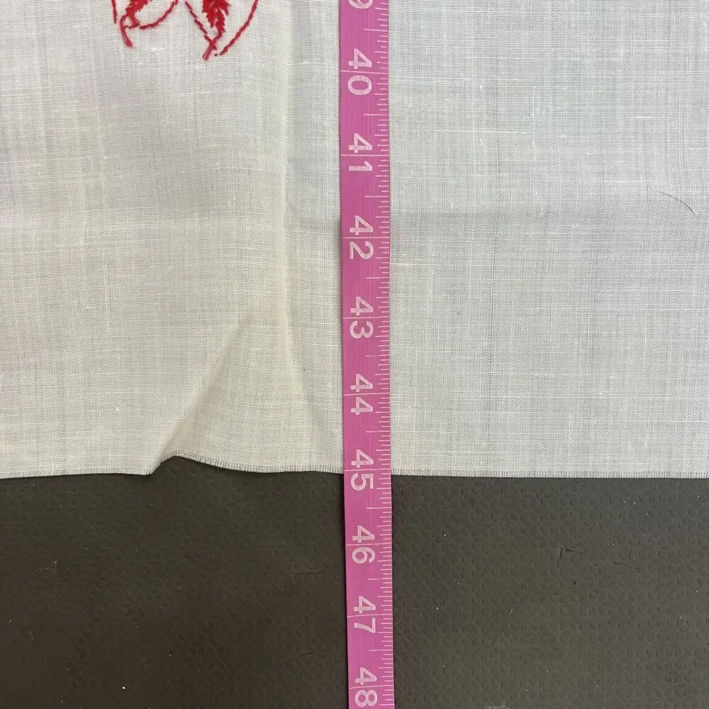 Vintage Handworked NEEDLEPOINT Piece - White w/Red/Floral Design Approx 43